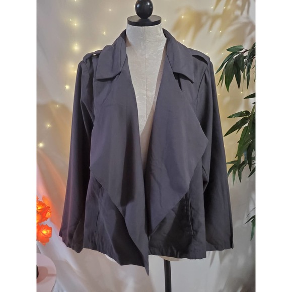torrid Jackets & Blazers - Torrid Twill Drape Front Dark Gray Open Waterfall Jacket Womens Plus Size 3X